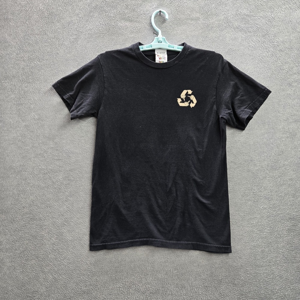 Porous Walker Men Shirt S Black Graphic Print Recycle Middle Finger Tee